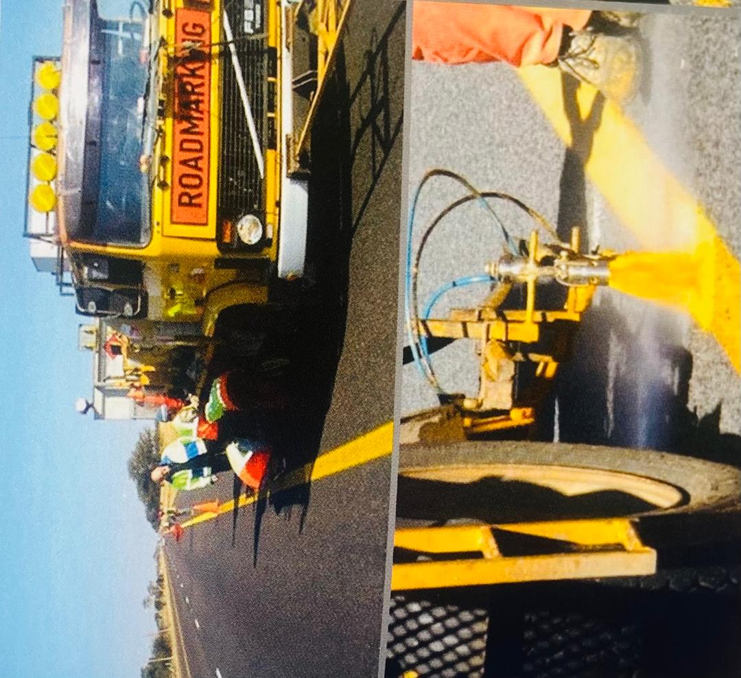 Road marking team at work